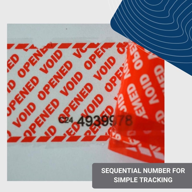 US PACK SMART 350 pcs, Precut roll Every 6", Serial Numbered, Red Tamper Evident Security Label, 2"x6" Each Label, 100% Total Transfer Red, Ultra-Thick Void Film, 55Yrds - Image 3